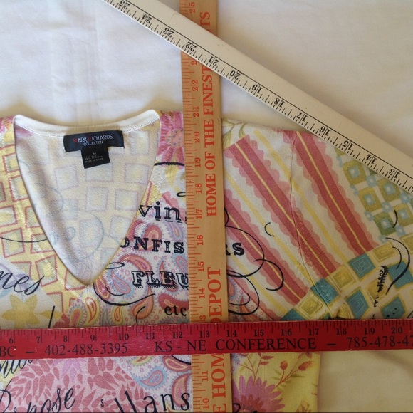 Silk blend v neck 3/4 sleeves knit pullover top - Picture 7 of 8